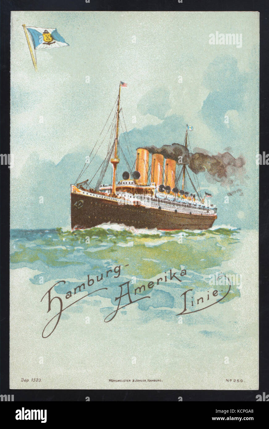DINNER (held by) HAMBURG AMERIKA LINIE (at) EN ROUTE ABOARD EXPRESS STEAMER FURST BISMARCK (SS;) (NYPL Hades 277093 469488) Stock Photo