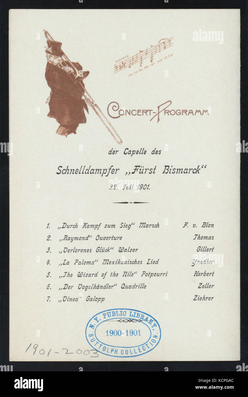 DINNER (held by) HAMBURG AMERIKA LINIE (at) EN ROUTE ABOARD EXPRESS STEAMER FURST BISMARCK (SS;) (NYPL Hades 277093 4000014641) Stock Photo