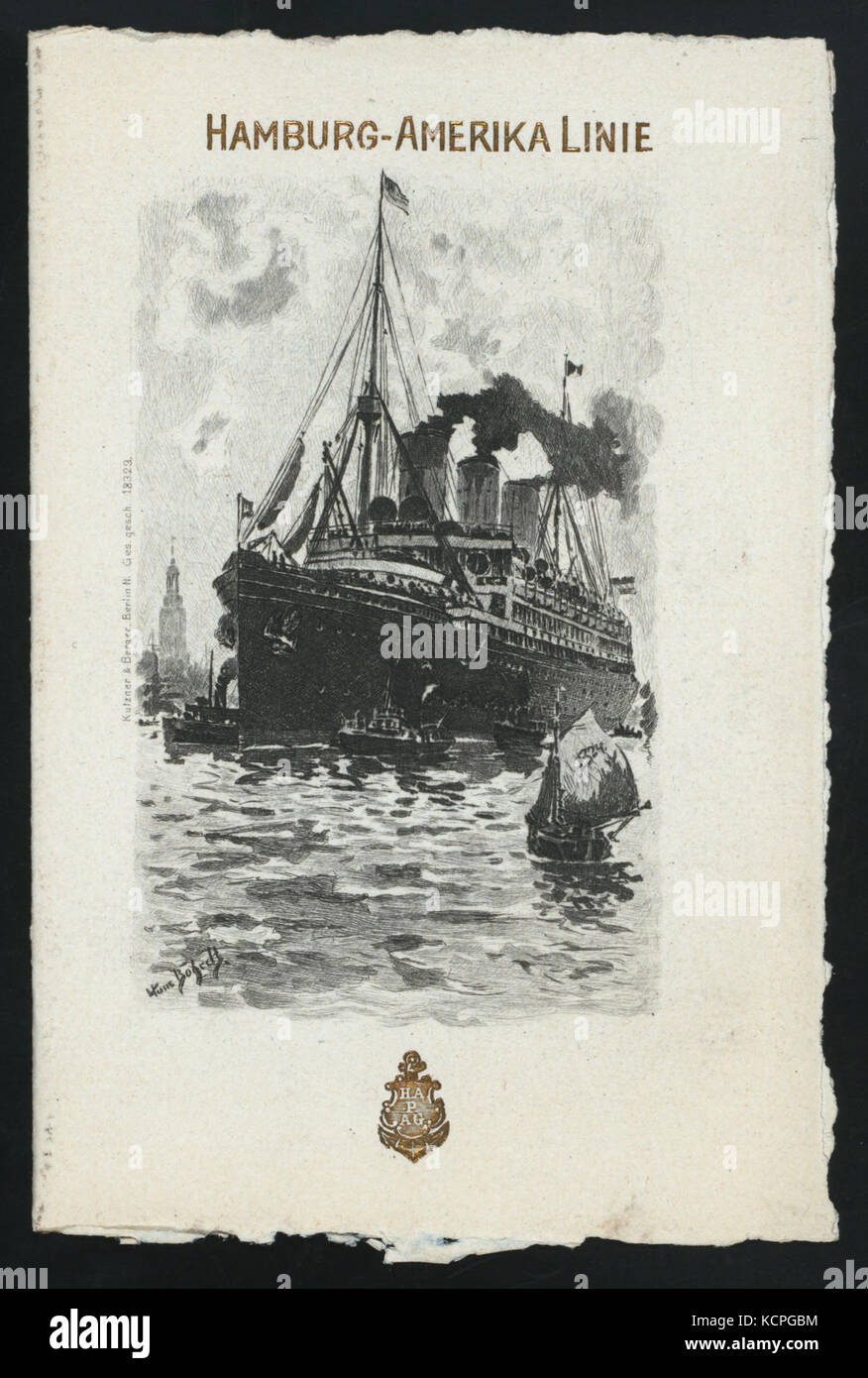 DINNER (held by) HAMBURG AMERIKA LINIE (at) EN ROUTE ABOARD EXPRESS STEAMER FURST BISMARCK (SS;) (NYPL Hades 277118 469513) Stock Photo