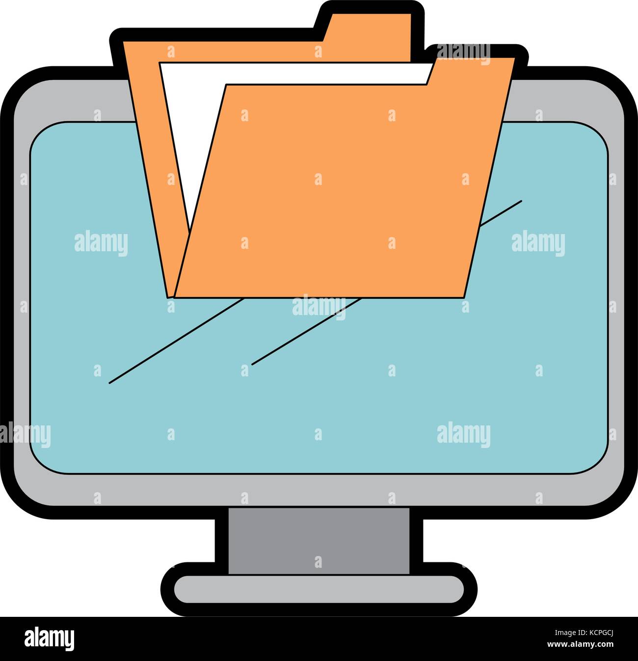 computer display with folder vector illustration design Stock Vector ...