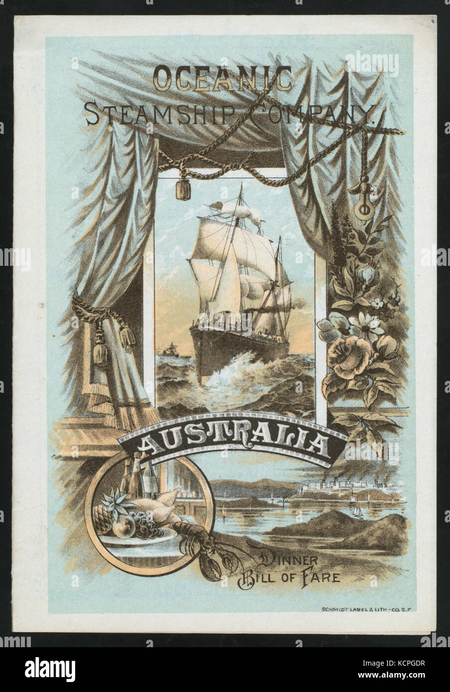 DINNER (held by) OCEANIC STEAMSHIP (at) S.S. ZEALANDIA (SS;) (NYPL Hades 277164 469559) Stock Photo