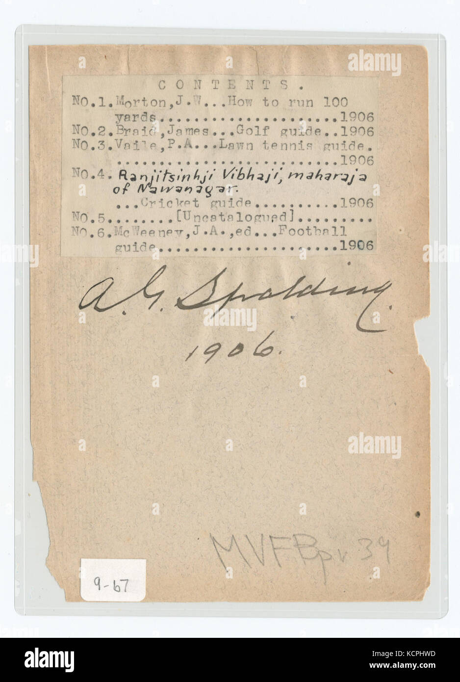 Autograph of A. G. Spalding, 1906 (NYPL b13537024 56465) Stock Photo
