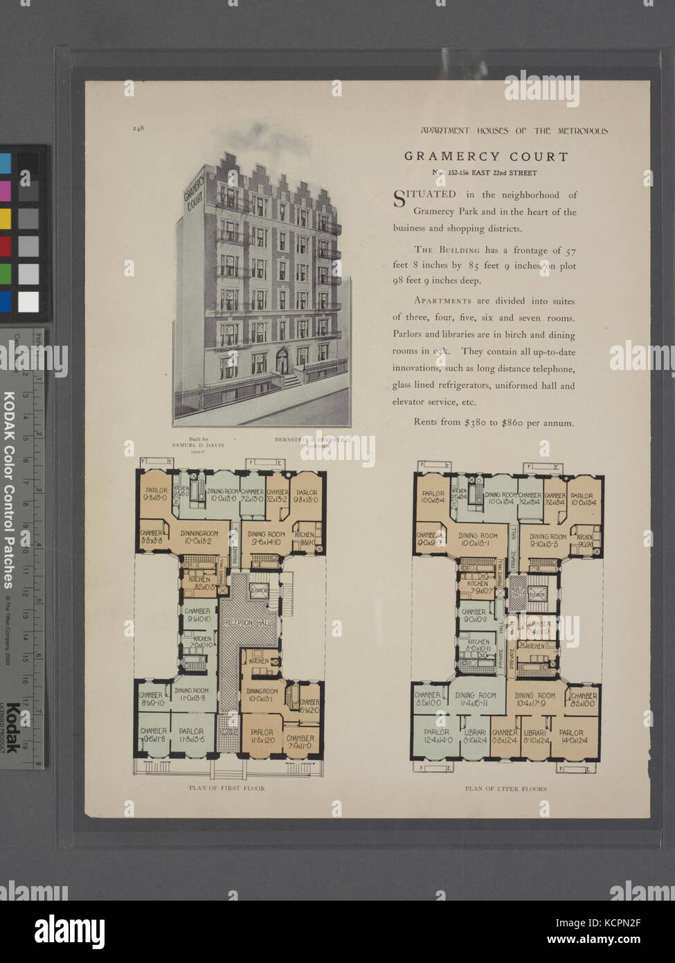 Gramercy Court, Nos. 152 156 East 22nd Street; Plan of first floor; Plan of upper floors (NYPL b12647274 465672) Stock Photo