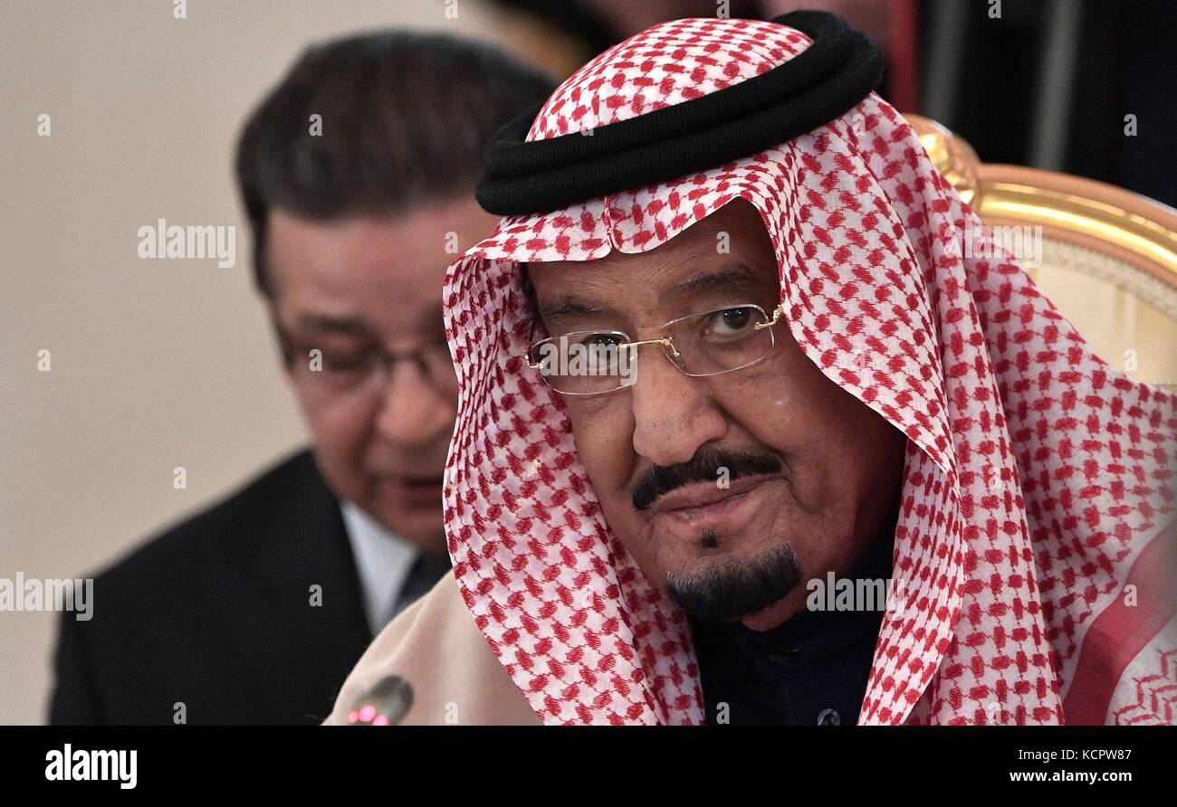King Salman bin Abdulaziz Al Saud of Saudi Arabia during expanded talks