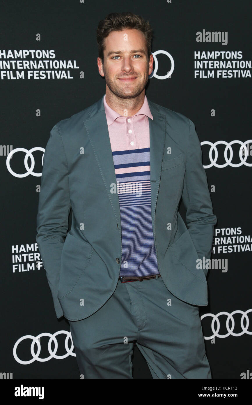 East Hampton, USA. 6th Oct, 2017. Actor Armie Hammer attends the 'Call Me By Your Name' Screening at Guild Hall during the 25th Hamptons International Film Festival on October 6, 2017 in East Hampton, New York, USA. Credit: AKPhoto/Alamy Live News Stock Photo