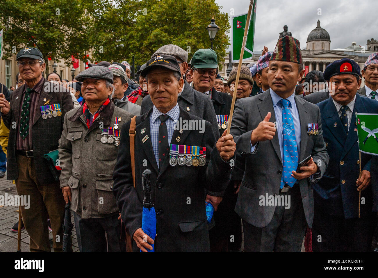 London, UK. 7th October 2017. Ghurkas join football fans from across the Uk marching against extremism under the banner of the FLA (football lads alliance) Credit: Grant Rooney/Alamy Live News Stock Photo