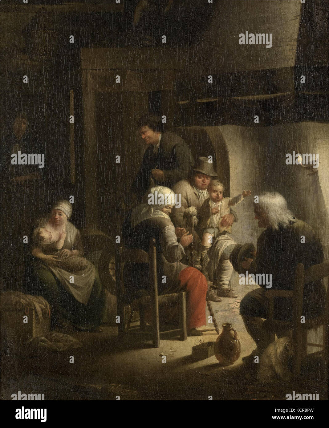 Harmen Wouter Beekkerk Interieur met een boerenfamilie rond de haard ...