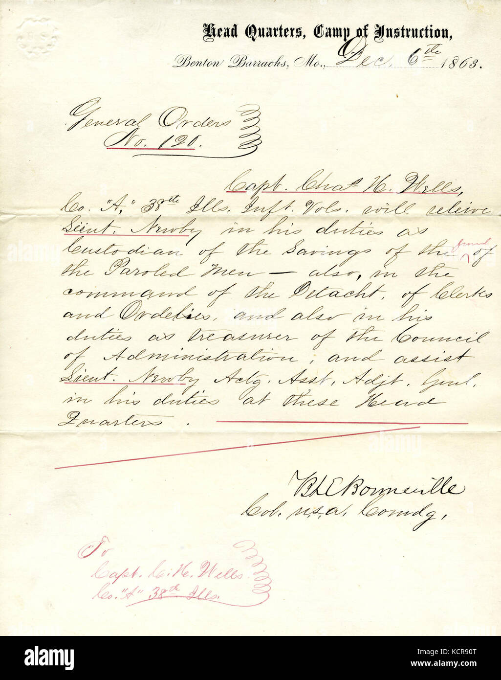 General Orders, No. 120, Head Quarters, Camp of Instruction, Benton