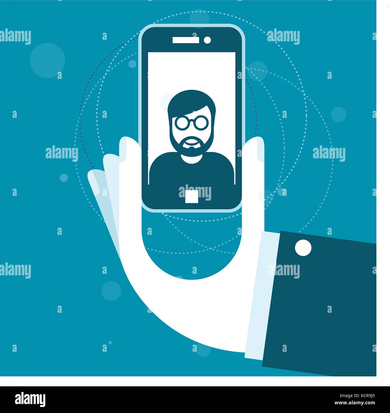Taking a photo with smartphone - selfie Stock Vector