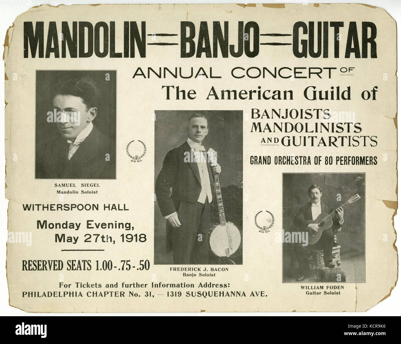 Annual concert of American Guild of banjoists, mandolinists and guitarists, to be held at Witherspoon Hall, Philadelphia, May 27, 1918 Stock Photo