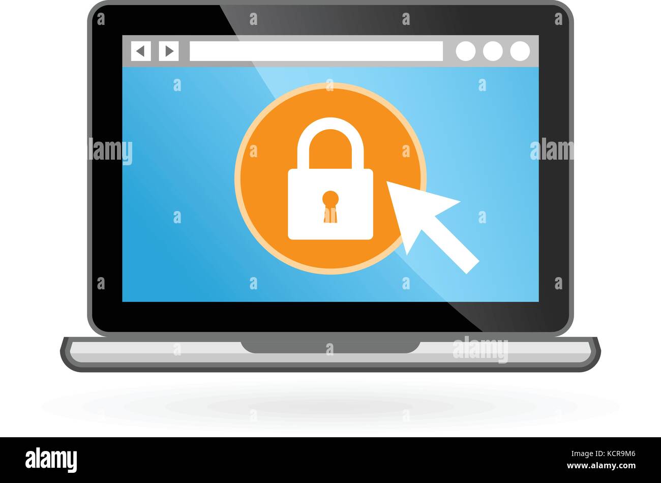 Laptop icon with padlock on screen - security concept Stock Vector ...