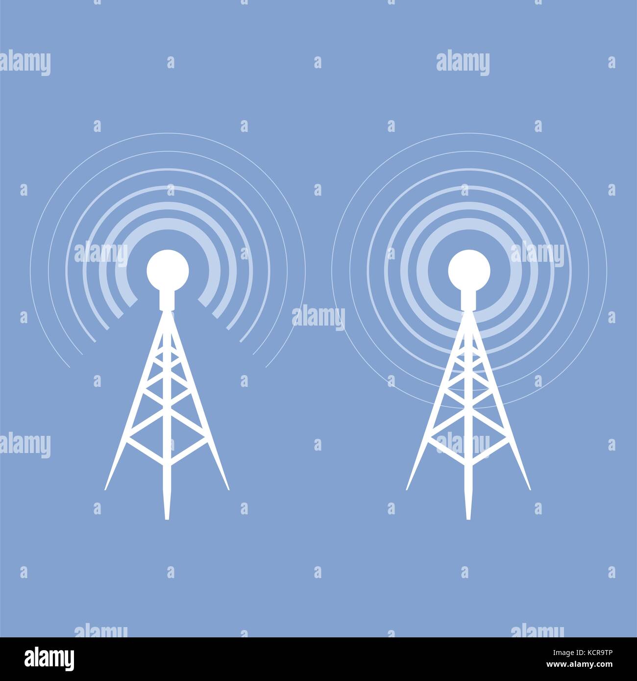 Broadcasting tower icon - antenna silhouette Stock Vector
