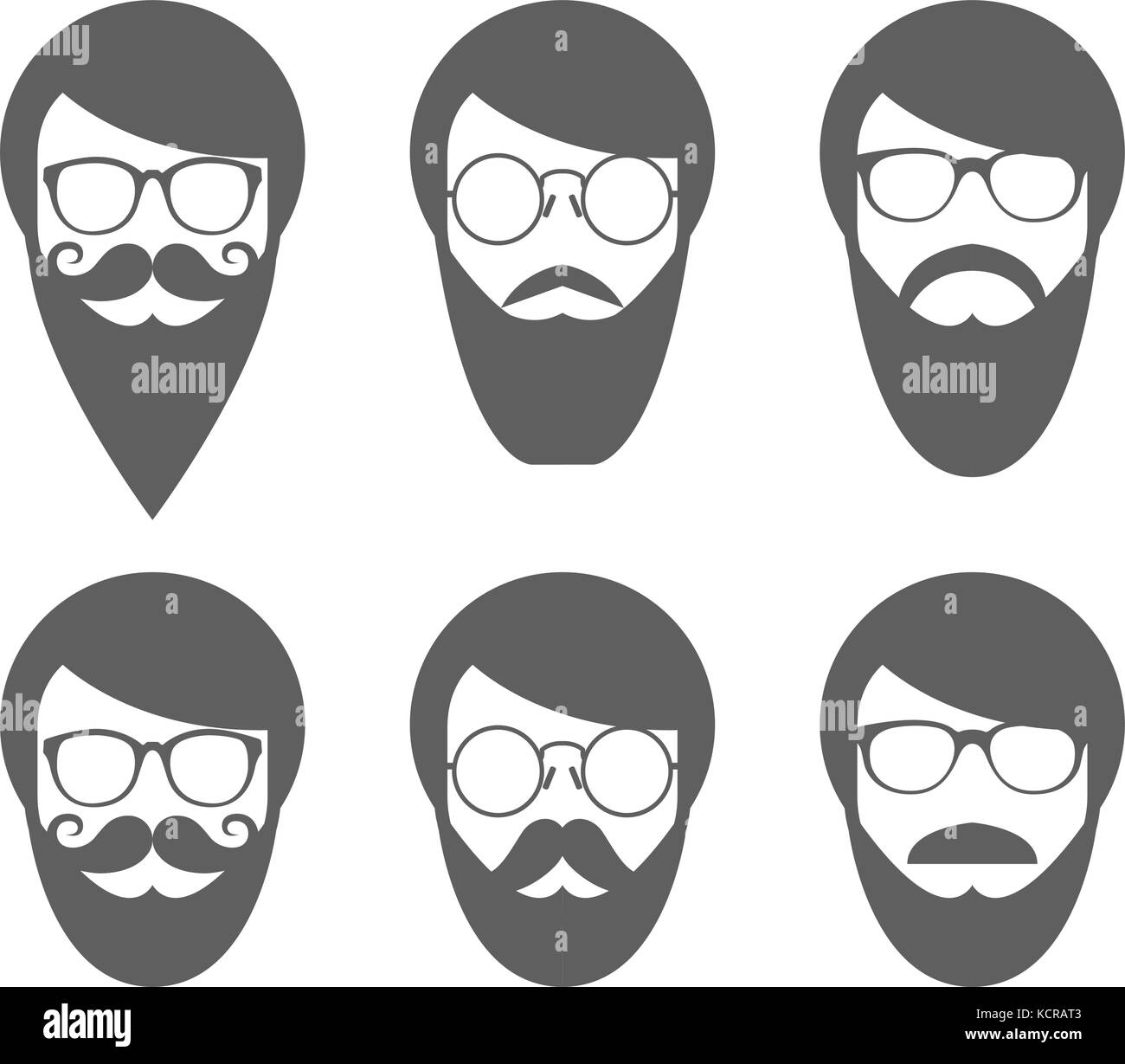 Face of bearded man - hipster in glasses with moustache Stock Vector