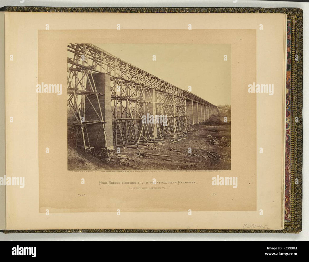 High Bridge crossing the Appomattox, near Farmville, on South Side Railroad, Va., April 1865 Stock Photo