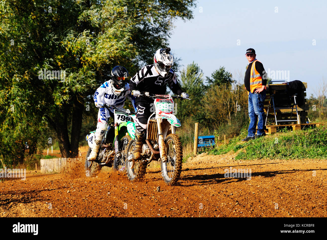 practice session at motocross track Stock Photo