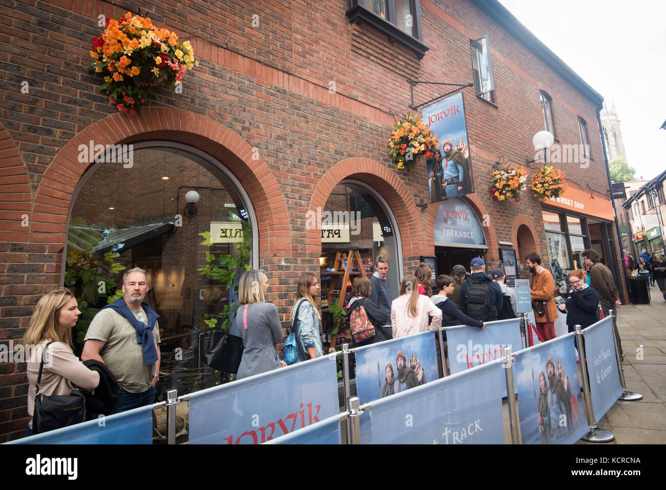 Tourists outside the Jorvik Viking Centre in York Stock Photo