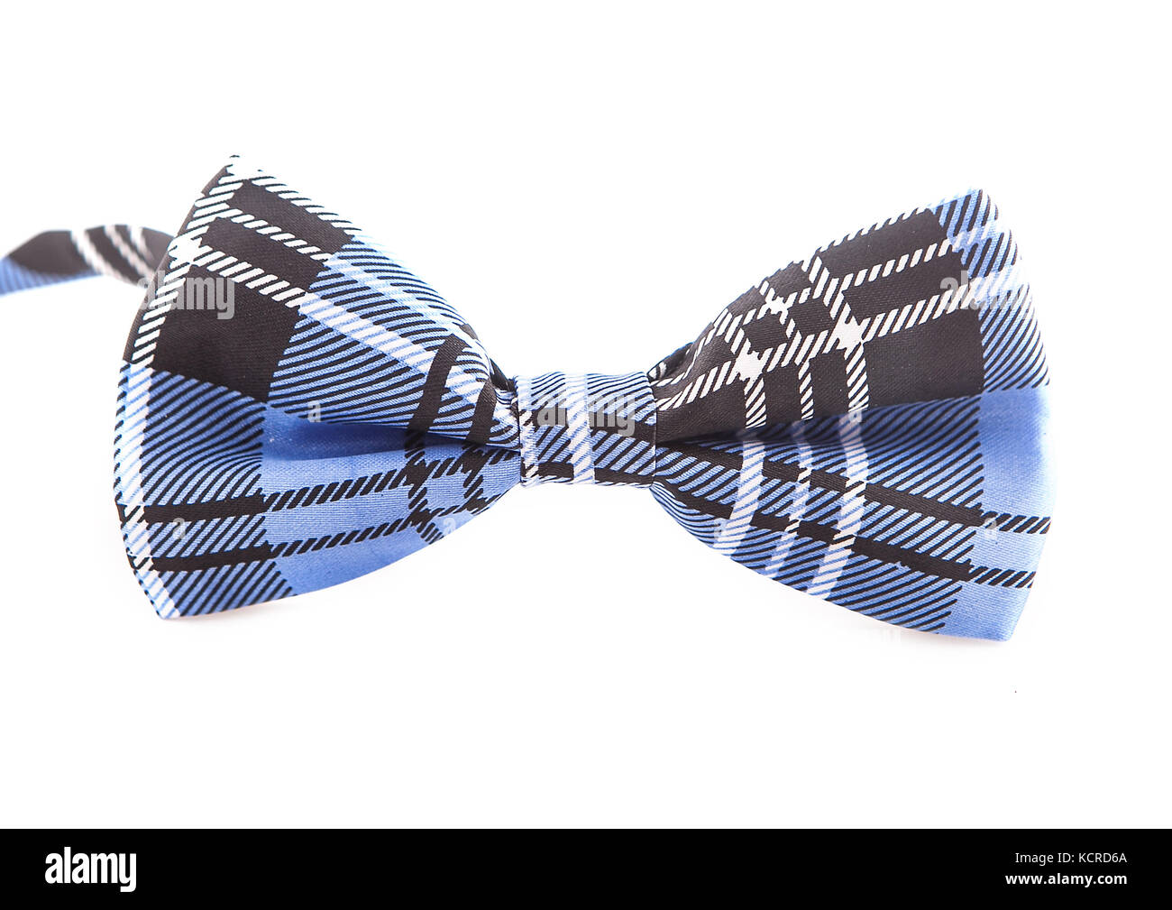 Blue in cell plaid bow tie isolated on white background Stock Photo - Alamy