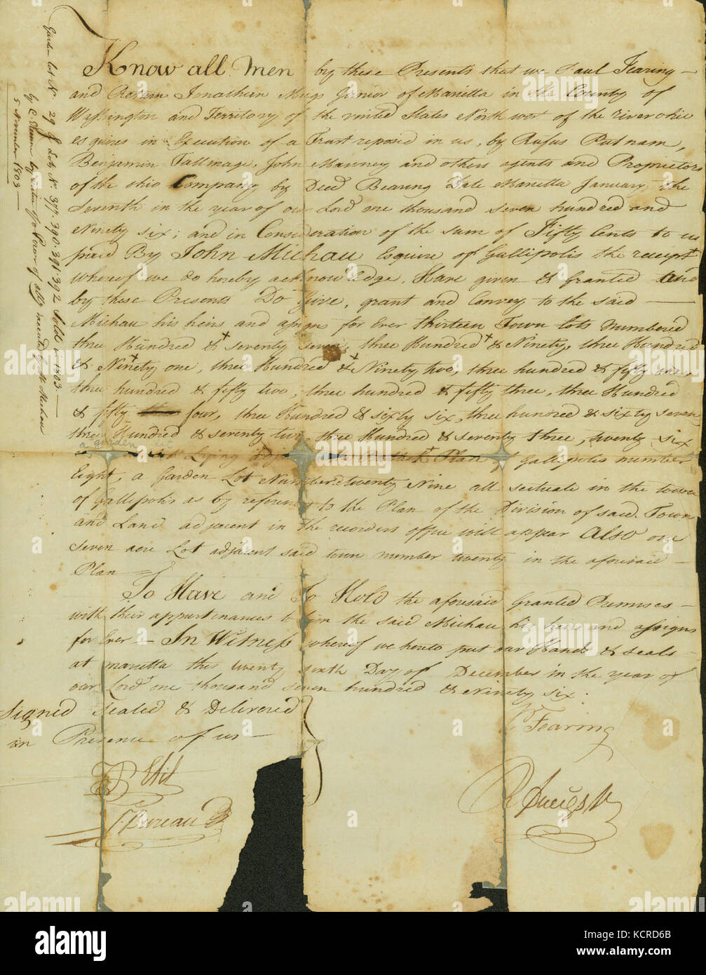 Deed for land in Marietta, Washington Co. (Ohio), December 26, 1796