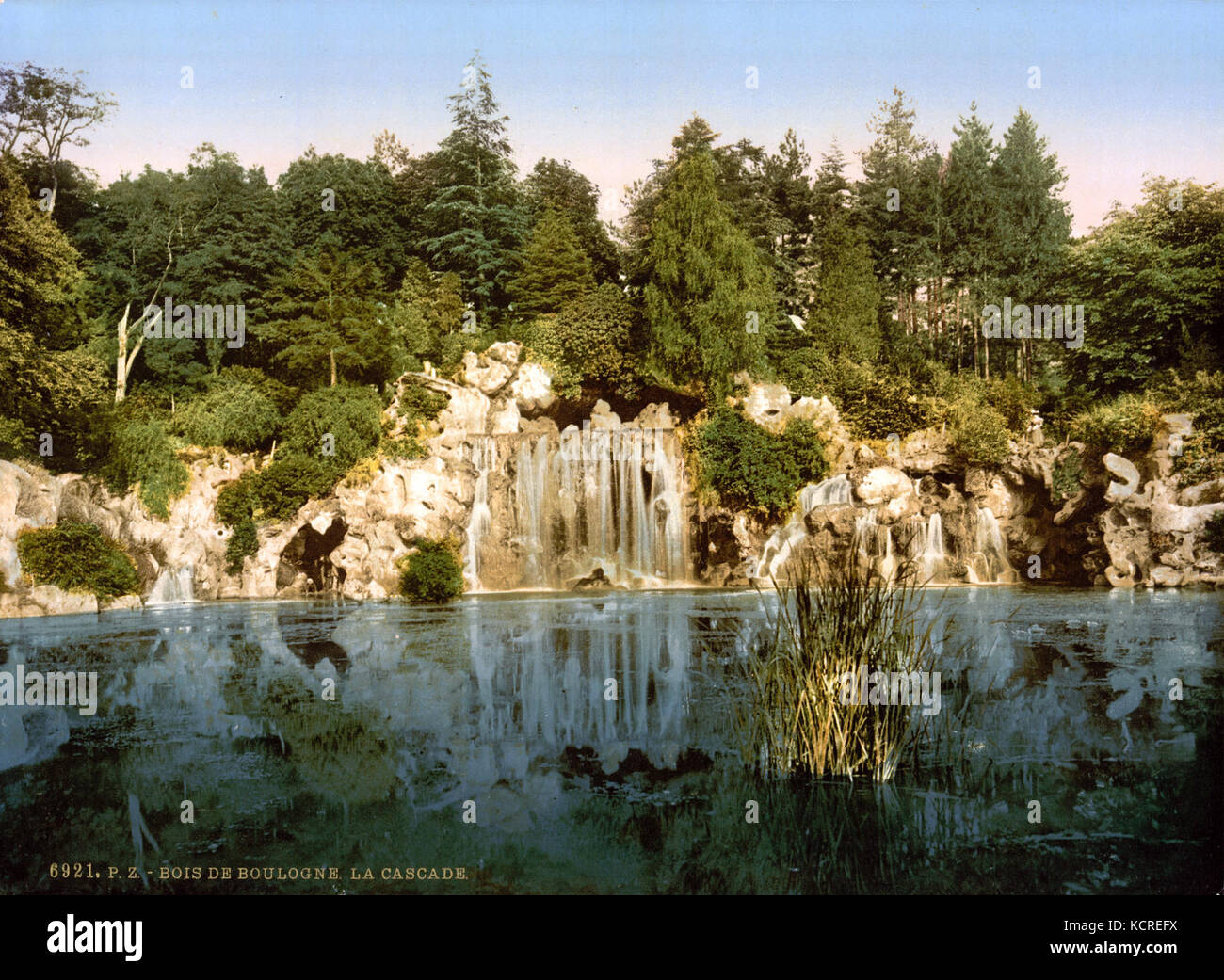 Bois du Boulogne, the cascade, Paris, France, ca. 1890 1900 Stock Photo