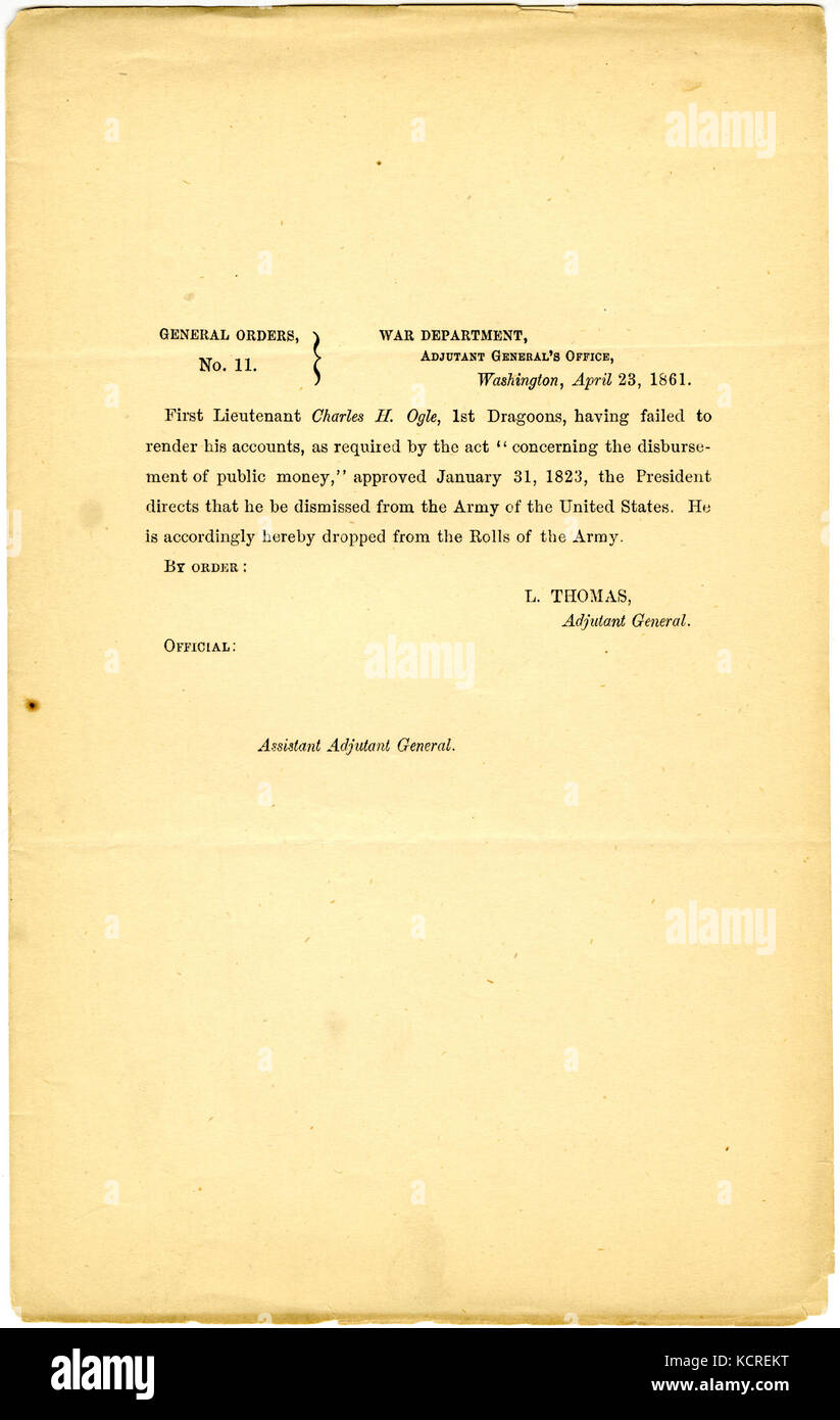 General Orders, No. 11, War Department, Adjutant General's Office