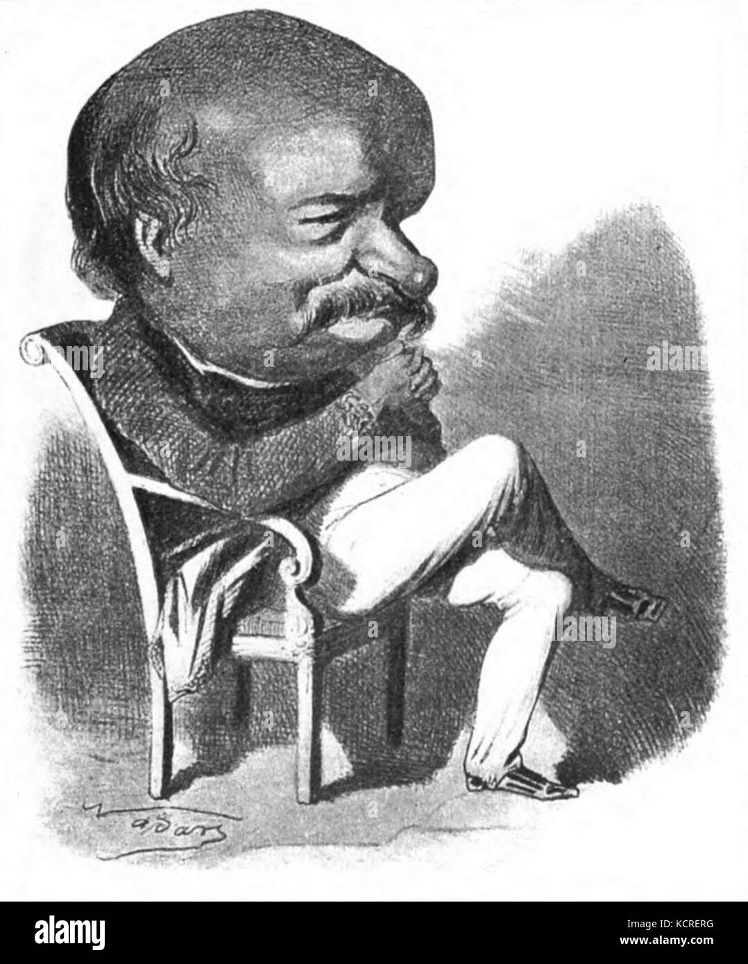 Caricature of Jules Sandeau Stock Photo