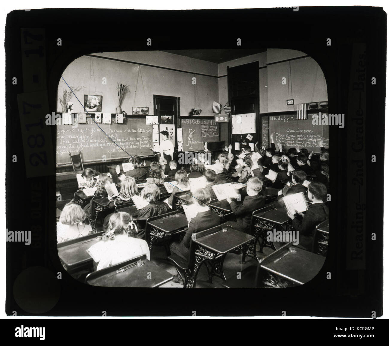 Educational Museum Lantern Slides  Reading  Second grade  Bates School Stock Photo