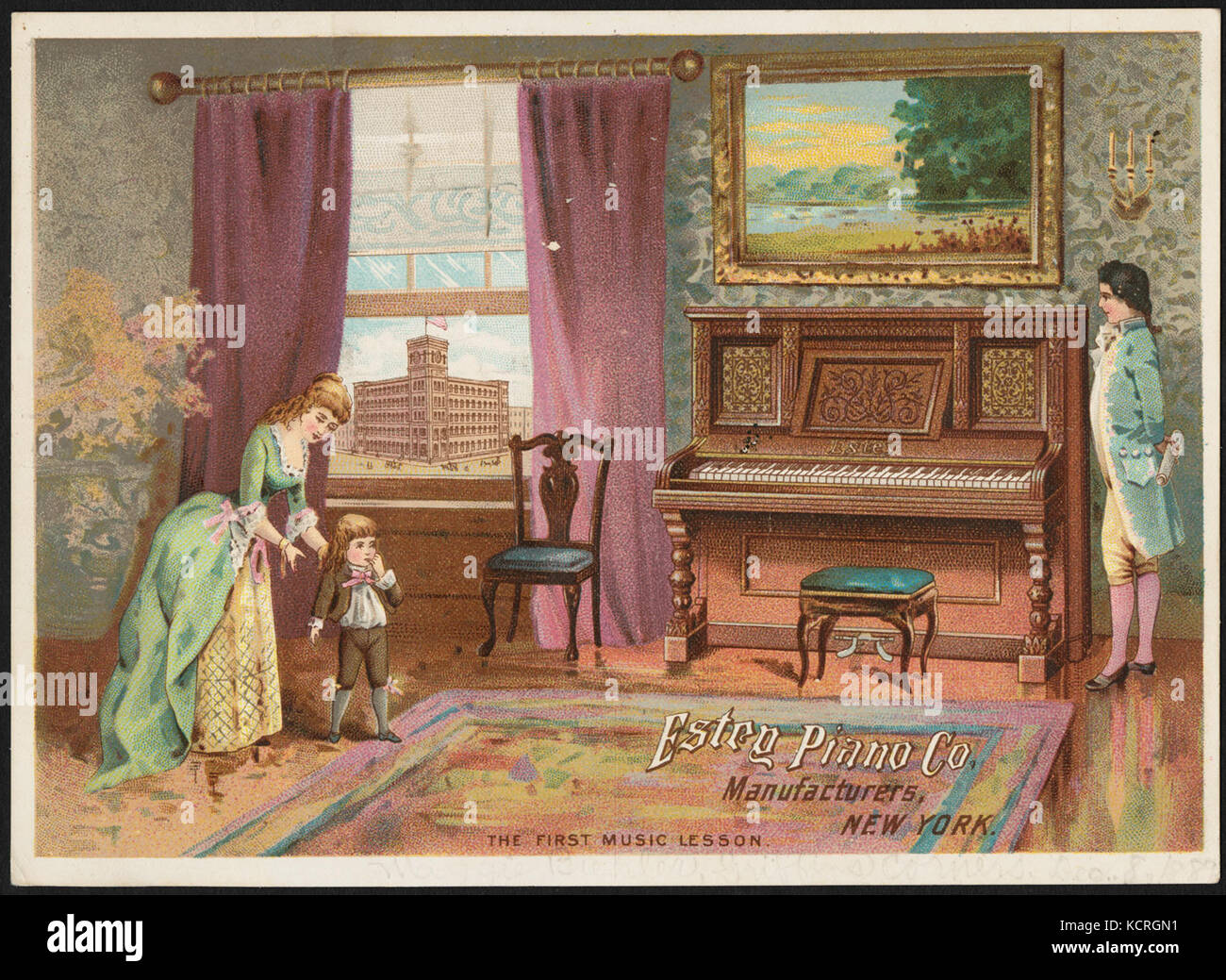 Estey Piano Co Manufacturers New York The First Music Lesson Front Stock Photo Alamy