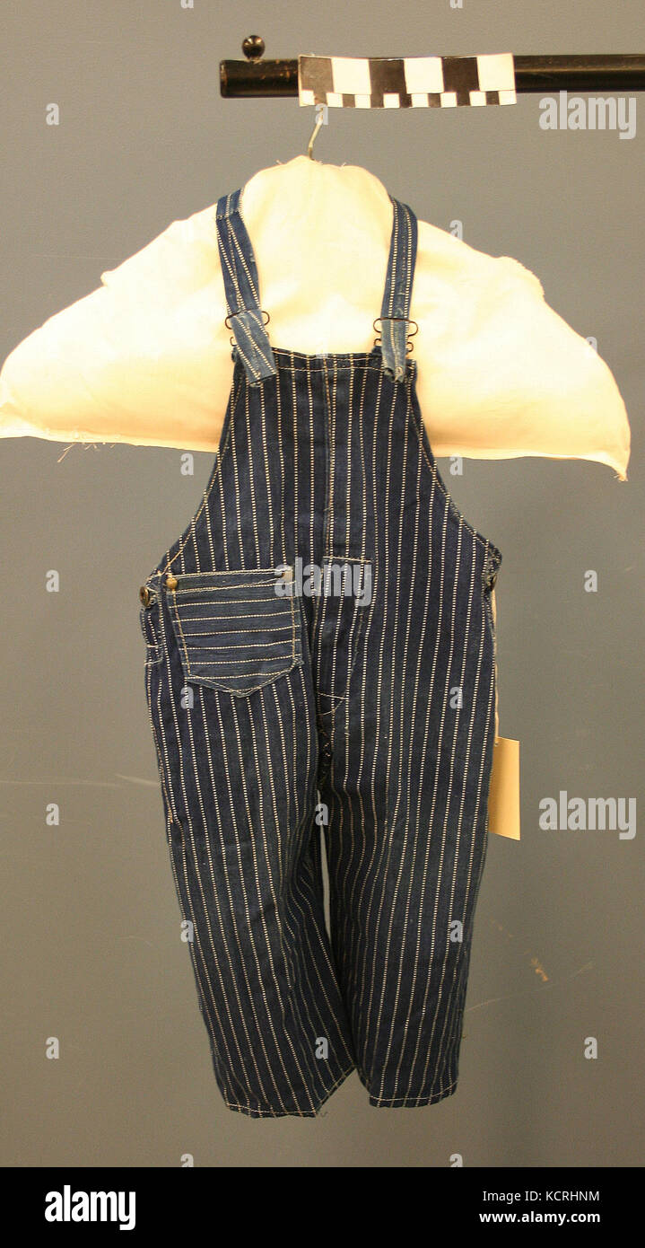 blue white striped overalls