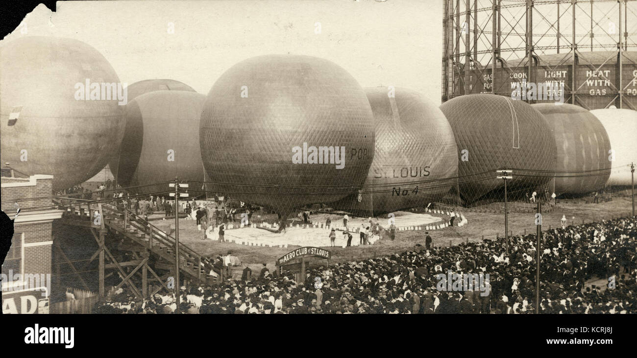 Balloons during inflation phase for St. Louis Centennial race Stock ...