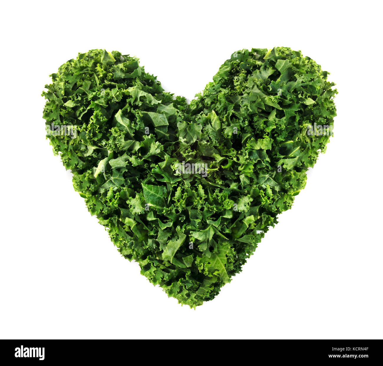 Kale heart shape on a white background. Stock Photo