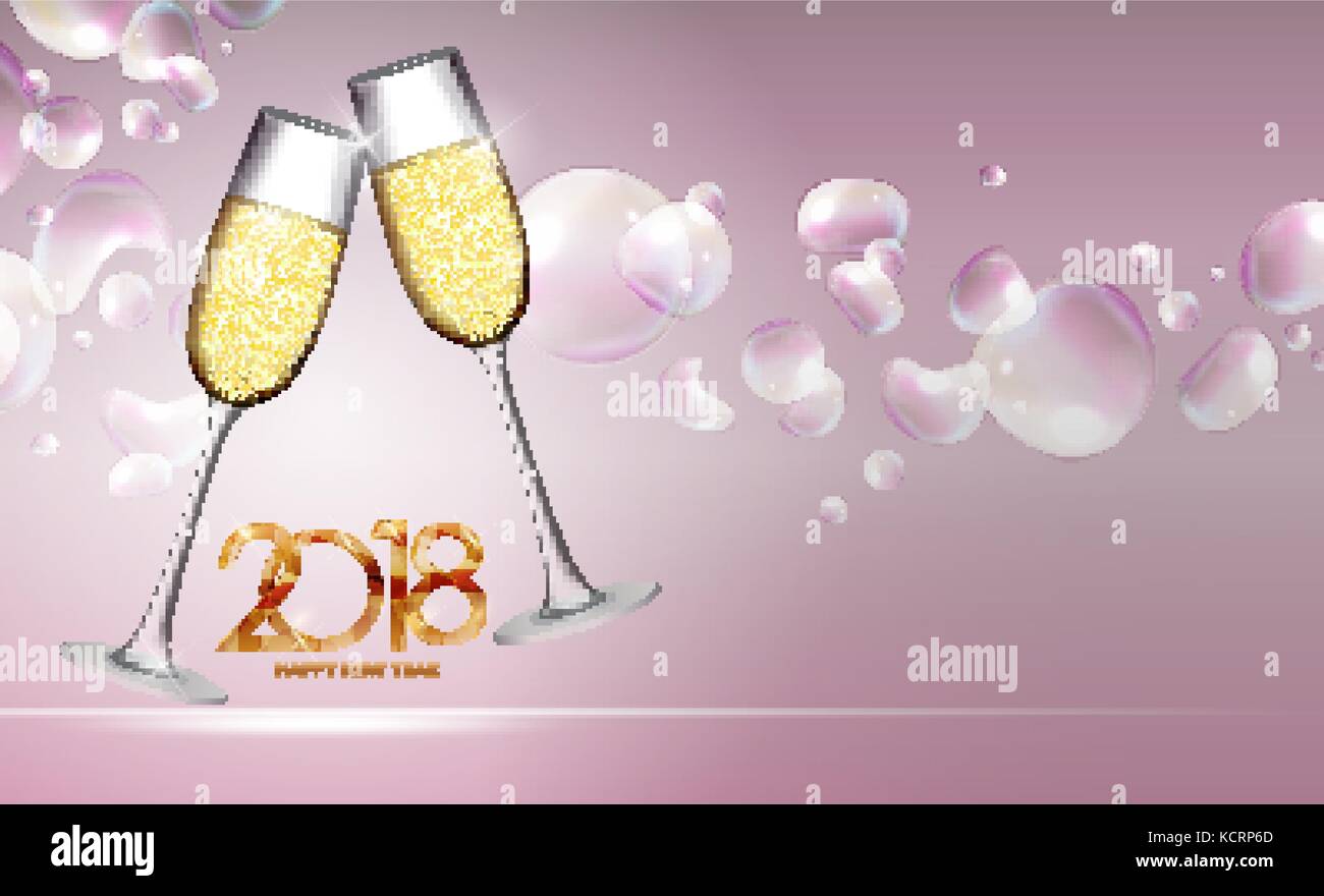 2018 New Year and Merry Christmas Background. Vector Illustration Stock Vector
