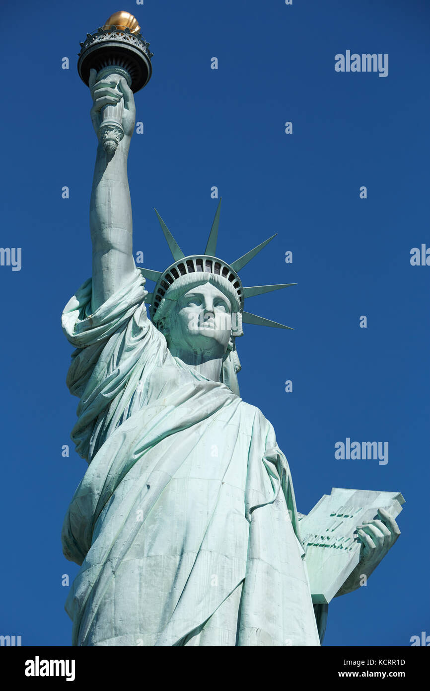 Statue of Liberty, blue sky in New York Stock Photo Alamy