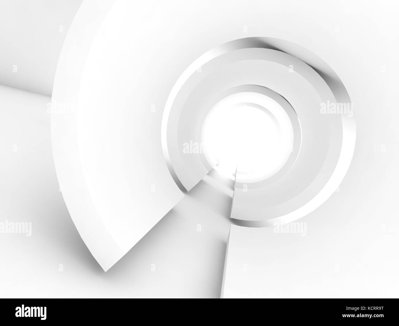 Abstract white round tunnel interior, digital background, 3d render ...
