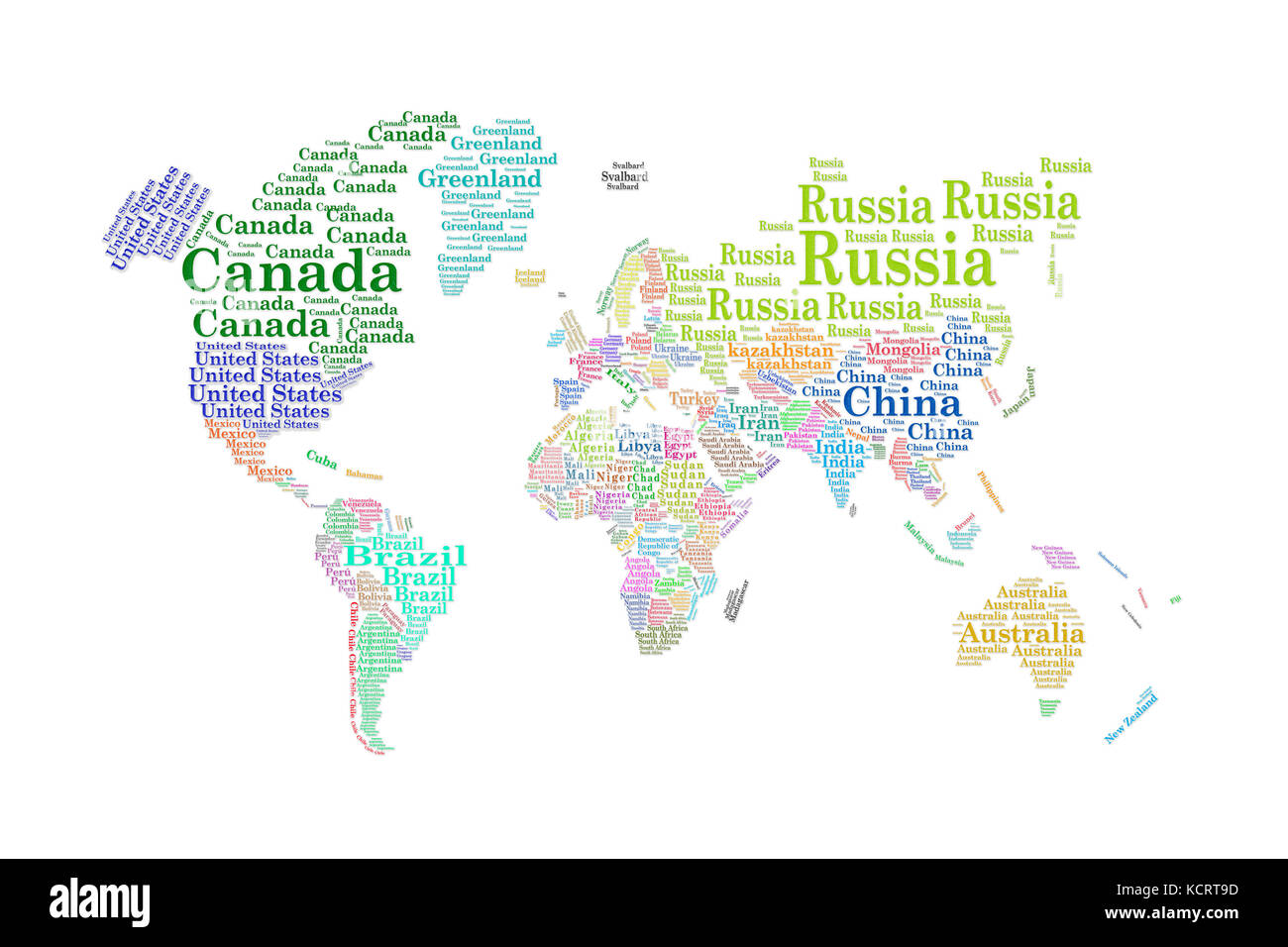 Word cloud. Countries. Stock Photo