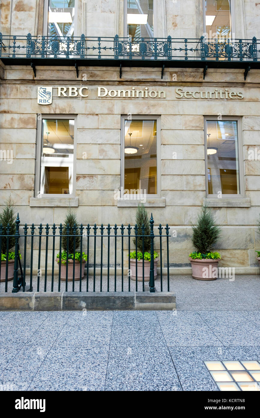 Facade of RBC Dominion Securities building at Brookfield Place, downtown Toronto Financial District, downtown Toronto, Ontario, Canada. Stock Photo