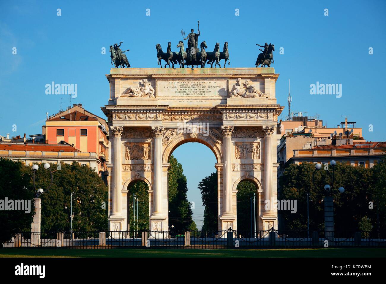 Arch of Peace, or Arco della Pace in Italian, in Milan, Italy. Stock Photo