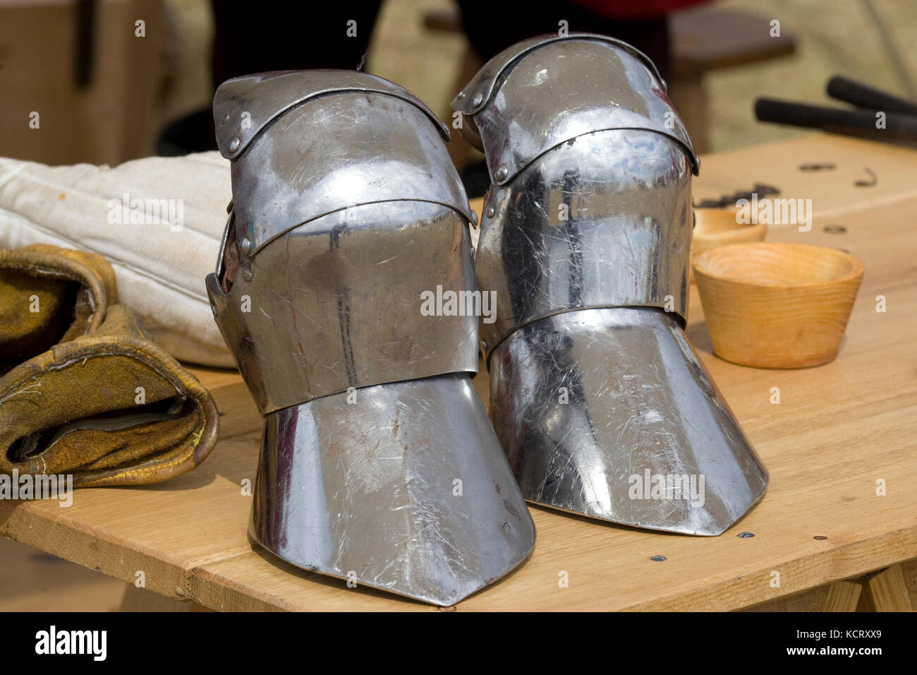 knights body armour on display at a re enactment Stock Photo