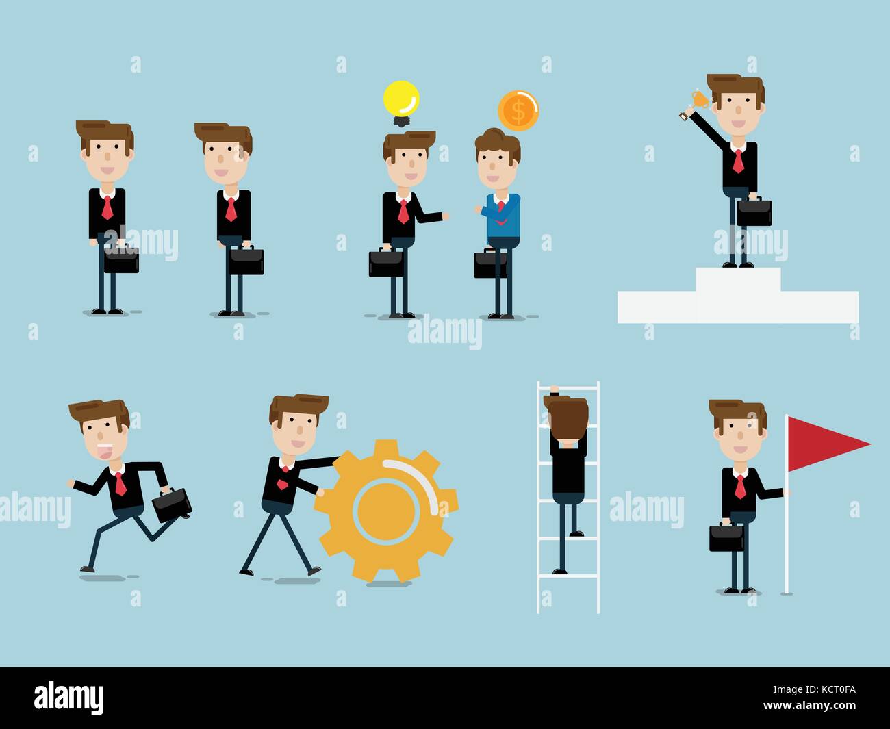 set of businessman flat design cartoon vector illustration Stock Vector ...