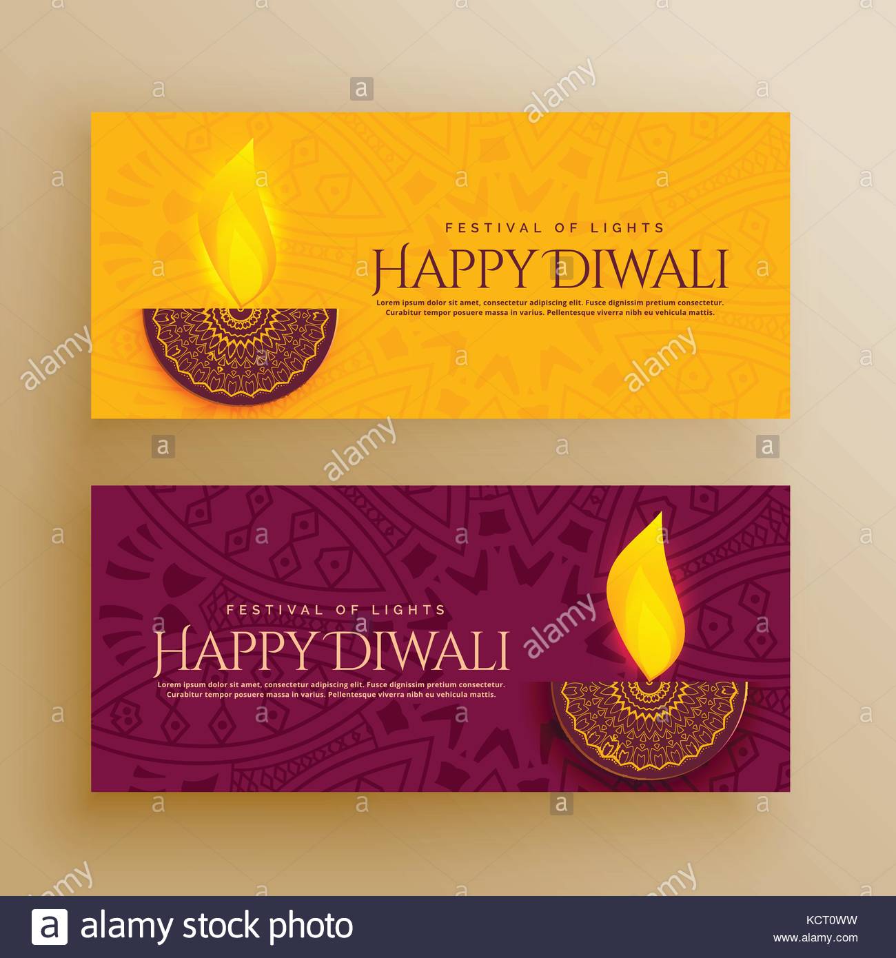 Creative Diya Diya Vector Banners Background Stock Vector Art