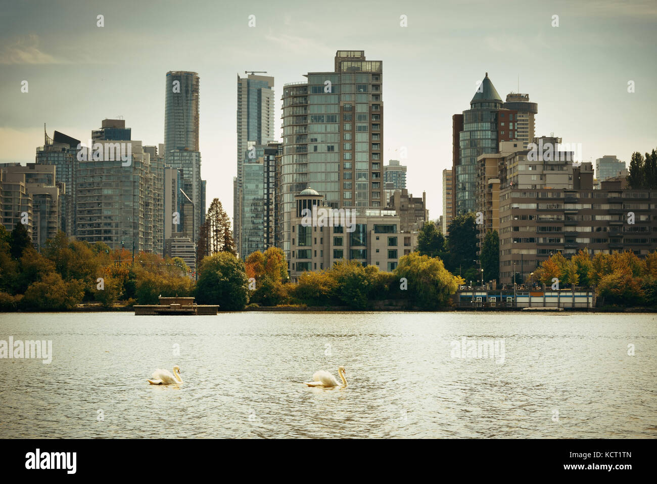 Vancouver city skyline viewed from Stanley Park Stock Photo - Alamy