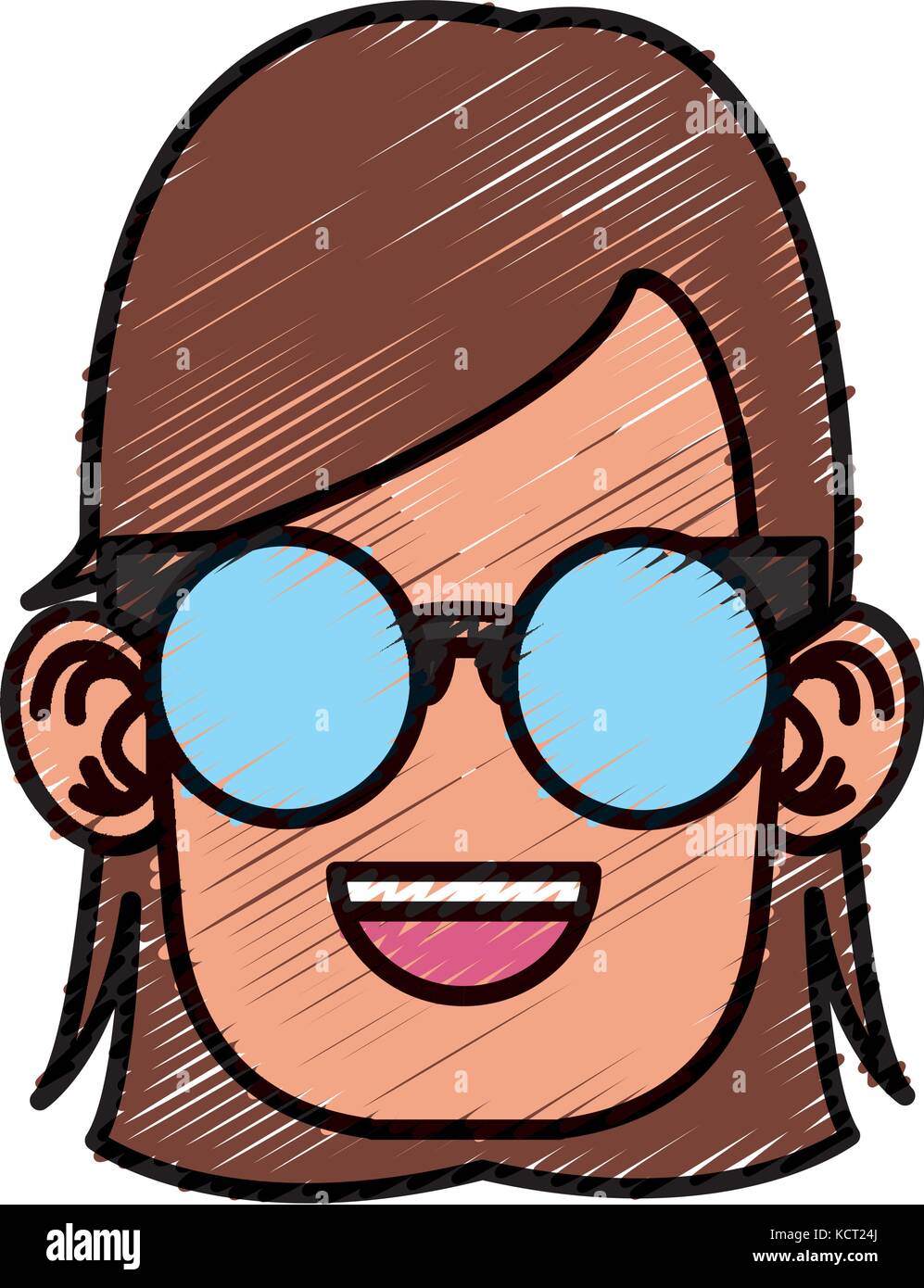 Cute girl with glasses cartoon Stock Vector Image & Art Alamy