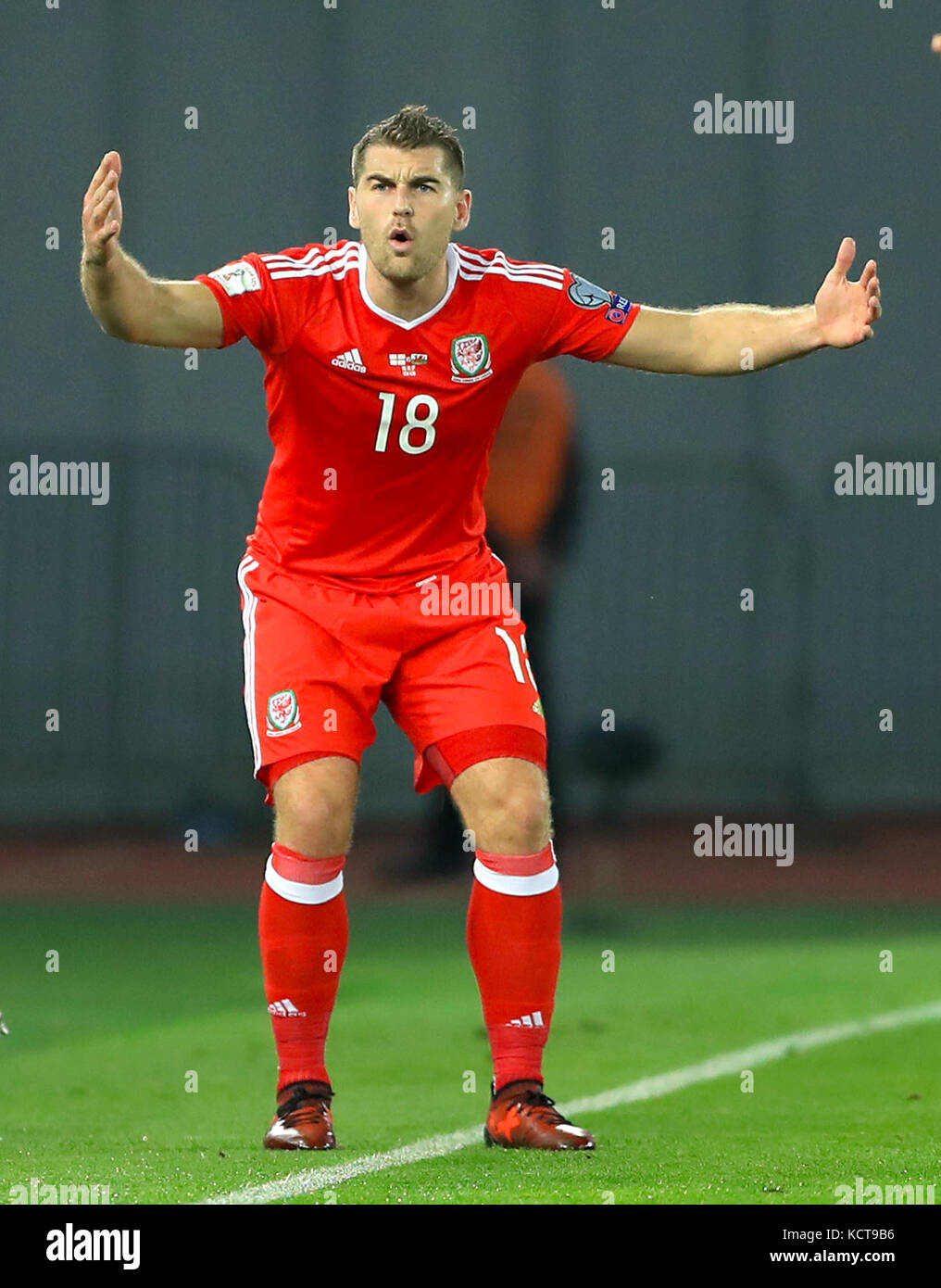 Wales Sam Vokes During The 2018 Fifa World Cup Qualifying Group D Wales Sam Vokes During The 2018 Fifa World Cup Qualifying Group D Match At Boris Paichadze Dinamo Arena Tbilisi Press Association Photo