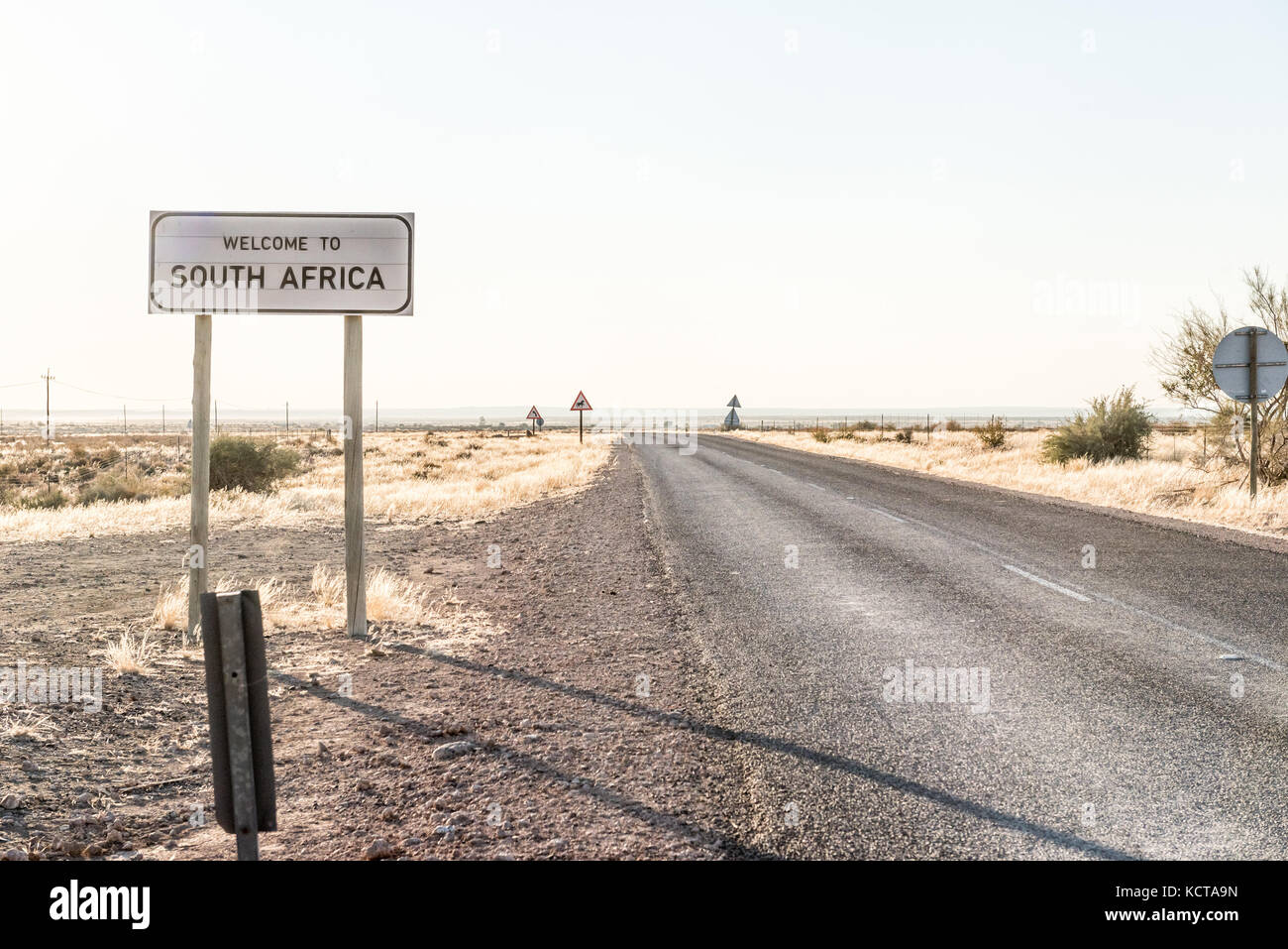 Welcome sign at the Rietfontein Border Post in South Africa on the border with Namibia Stock Photo