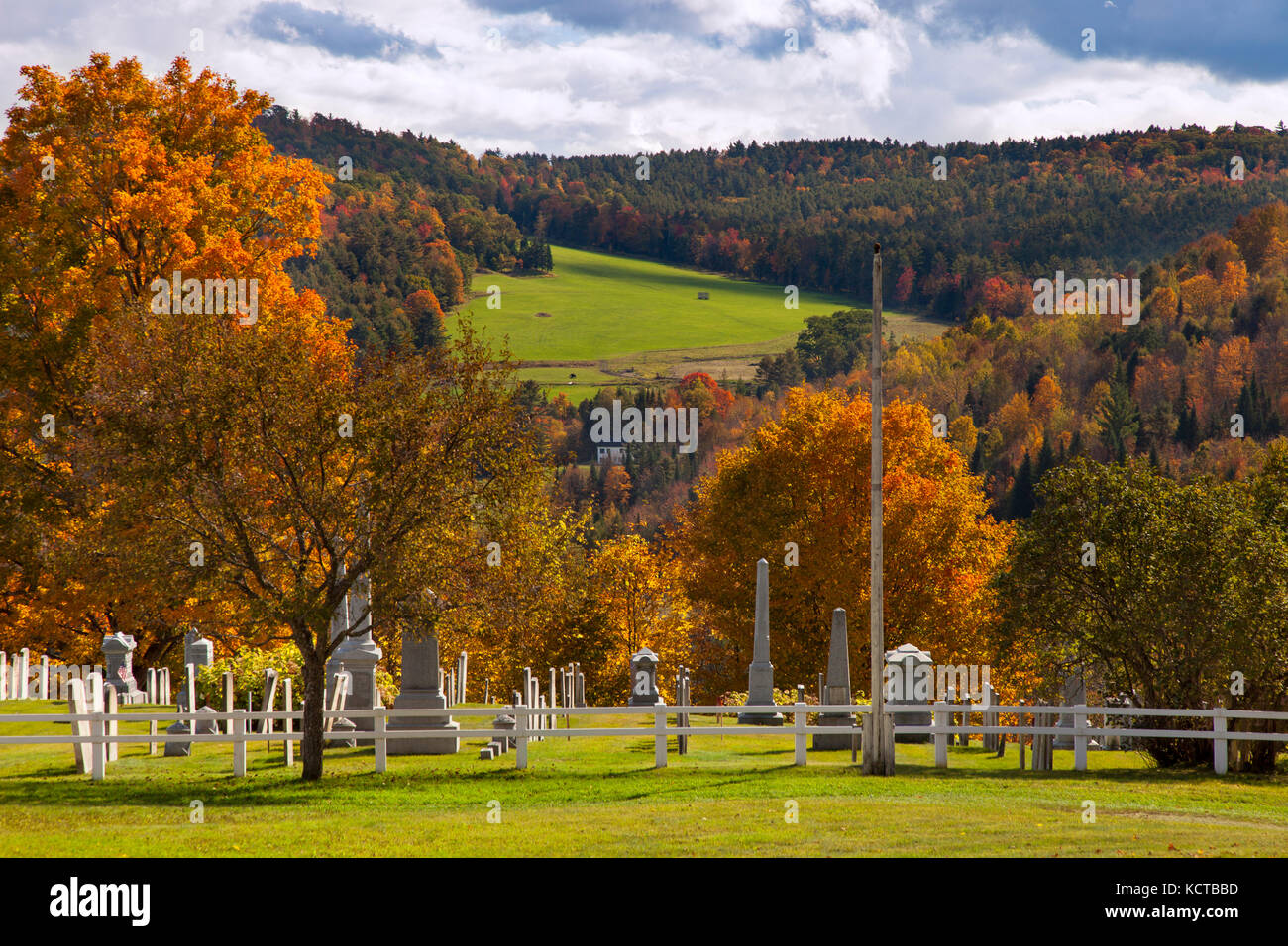Autumn view over Barnet Center Cemetery, Barnet, Vermont, USA Stock Photo