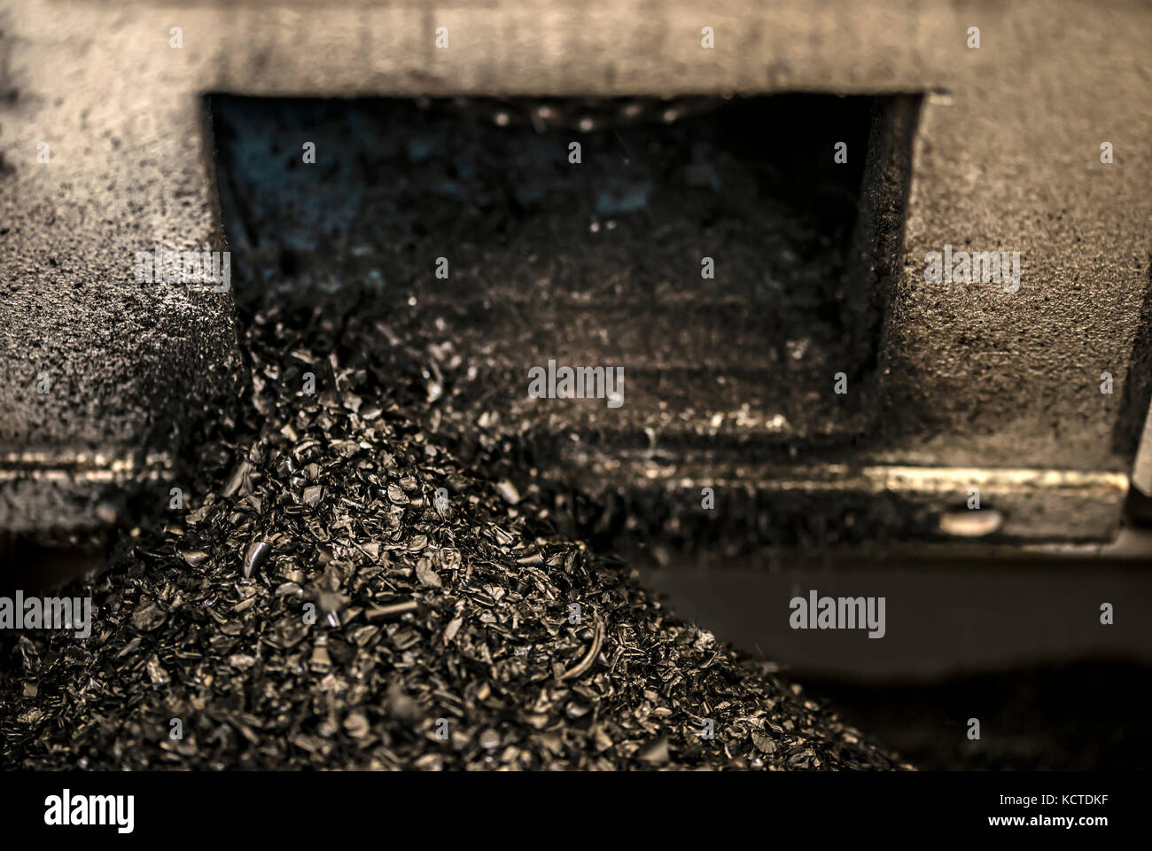 Plastic grinding process close up view of mill Stock Photo Alamy