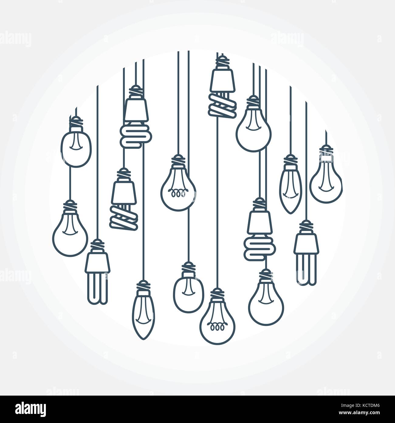 Circle of light bulb hanging on cords Stock Vector Image & Art Alamy