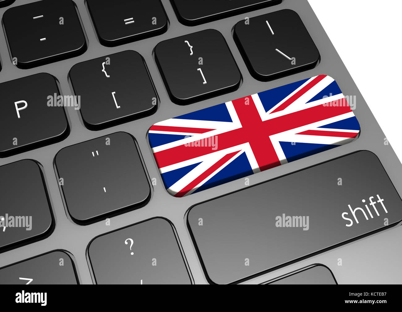United Kingdom keyboard image with hires rendered artwork that could be used for any graphic