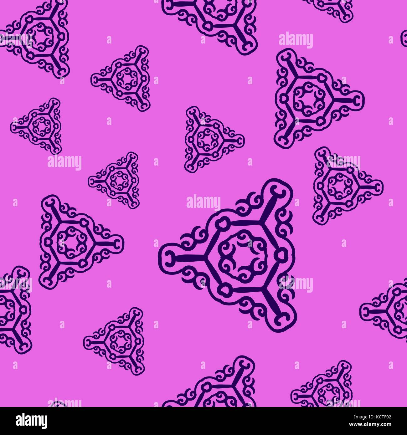 Violet Prints with ornate triangles on violet background Stock Vector ...