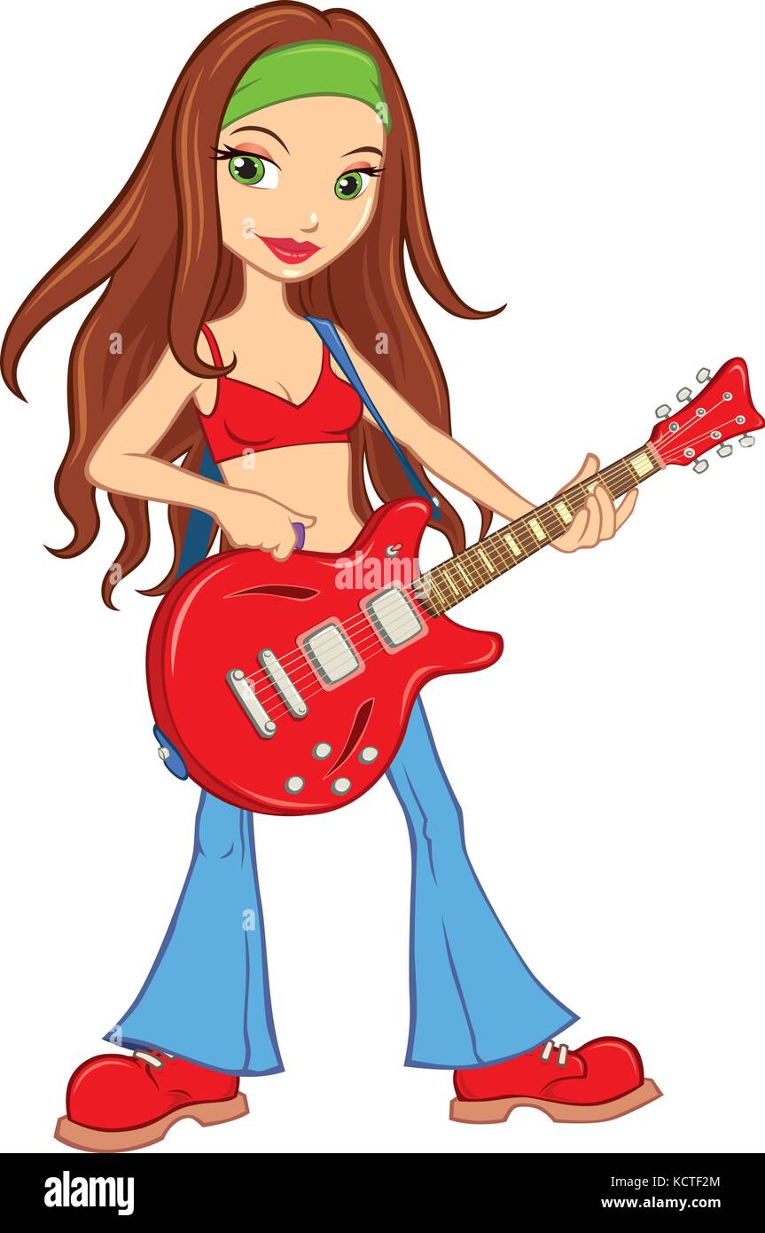 Vector cartoon of a teenage girl playing red semi hollow electric guitar Stock Vector Image & Art - Alamy Vector cartoon of a teenage girl playing red semi hollow electric guitar Stock Vector Image & Art - Alamy