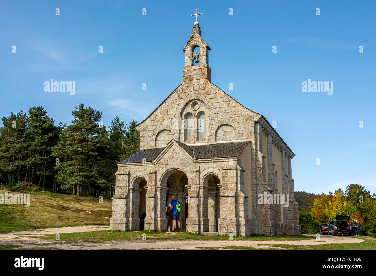 The Saint Roch chapel on Via Podiensis. Camino de Santiago. Pilgrimage way. Haute Loire. Auvergne. France Stock Photo